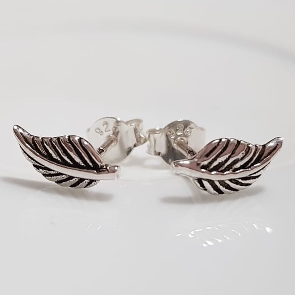 Leaf Earrings Sterling Silver 925 - Picture 2 of 2